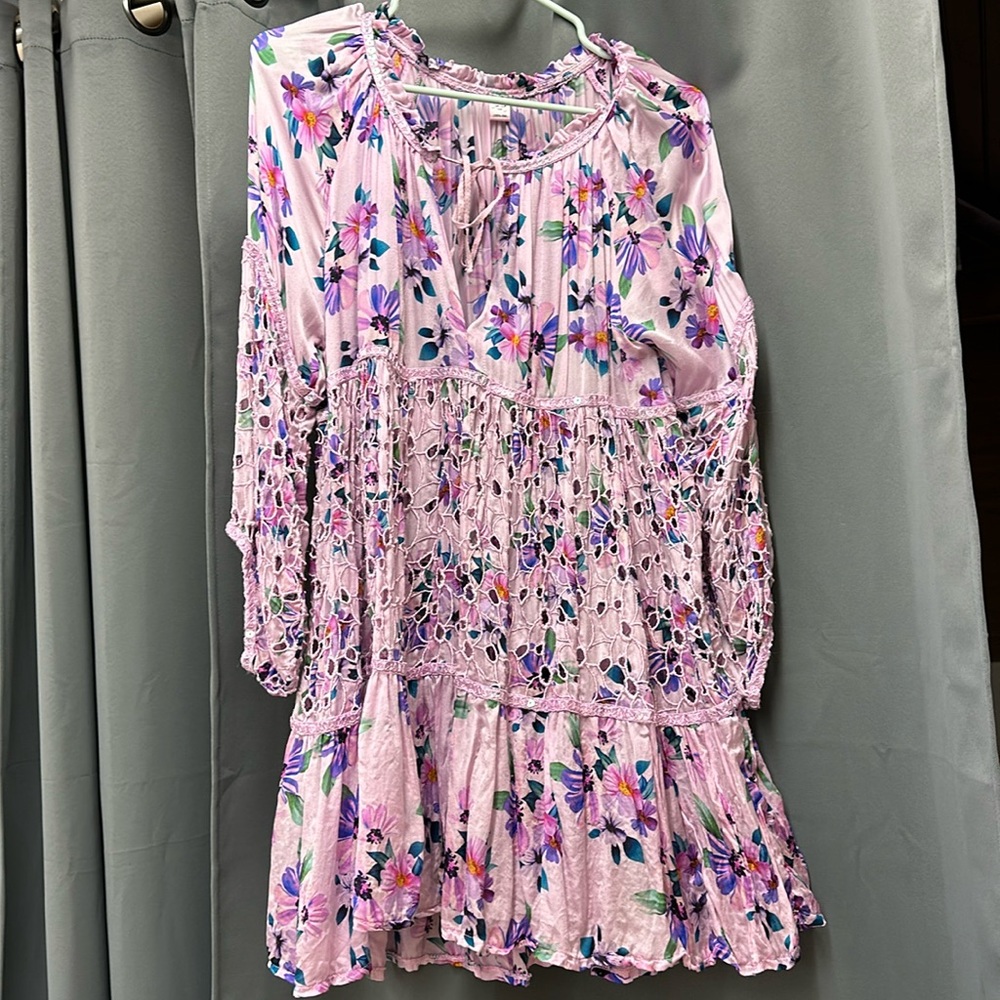Silk long sleeve dress